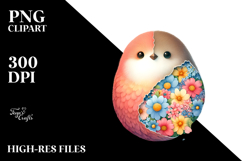 Colorful Bird with Flower Wings PNG Product Image 2