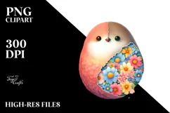 Colorful Bird with Flower Wings PNG Product Image 2