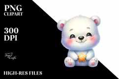 Colorful Baby Polar Bear Star | Sublimation | Clipart Product Image 3