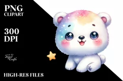 Colorful Baby Polar Bear Star | Sublimation | Clipart Product Image 3