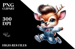 Cute Baby Deer Jumping PNG Product Image 1