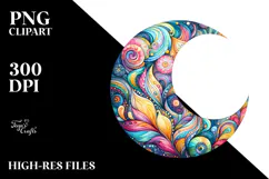 Vibrant Half Moon with Whimsical PNG Product Image 2