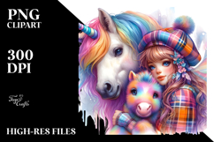 Colorful Baby Unicorn in Scottish Highland, PNG Product Image 2