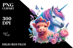 Colorful Baby Unicorn in Scottish Highland, PNG Product Image 2