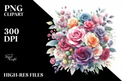Colorful Rose Bouquet Watercolor Abstract | Sublimation | Product Image 1
