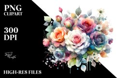 Colorful Rose Bouquet Watercolor Abstract | Sublimation | Product Image 1