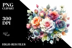 Colorful Rose Bouquet Watercolor Abstract | Sublimation | Product Image 1