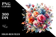 Colorful Rose Bouquet Watercolor Abstract | Sublimation | Product Image 1