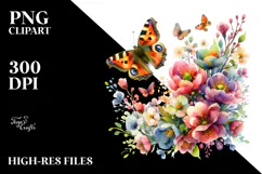 Butterfly Spring Flowers PNG Product Image 2
