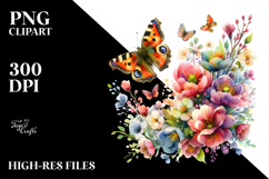 Butterfly Spring Flowers PNG Product Image 2