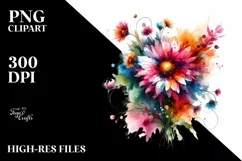 Colorful Daisy Pot Watercolor Abstract | Sublimation | Product Image 3