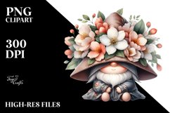 Cute Gnome with Jasmine Floral Frame PNG Product Image 2