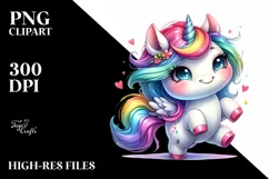 Cute Baby Running Unicorn PNG Product Image 1