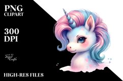 Cute Baby Unicorn Cool Haircut | Sublimation | Clipart Product Image 1