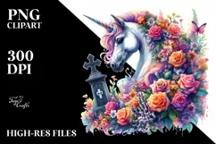Vibrant Unicorn with Flower Crown in Style Clipart Product Image 3