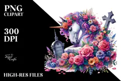 Unicorn Flowers Grave Watercolor Product Image 2