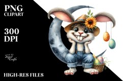 Goofy Bunny on Half Moon PNG Product Image 2