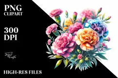 Vibrant Colorful Watercolor Bouquet | Clipart Product Image 3