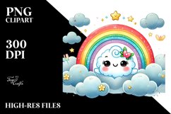 Cute Rainbow Between Clouds PNG Product Image 2