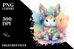 colorful bunny made of diamonds PNG Product Image 2