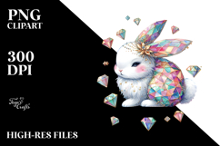 colorful bunny made of diamonds PNG Product Image 2