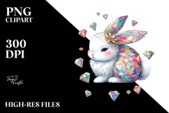 colorful bunny made of diamonds PNG Product Image 2