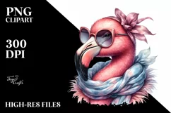 Funny Detailed Flamingo Portrait | Sublimation Clipart Product Image 1