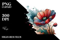 Abstract Wooden Stained Poppy PNG Product Image 2