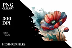 Abstract Wooden Stained Poppy PNG Product Image 1