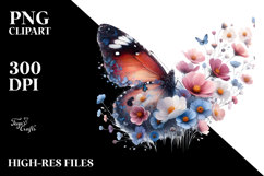Butterfly made of Spring Flowers PNG Product Image 2