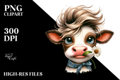 Entertaining Cow with Funny Hair PNG Product Image 2