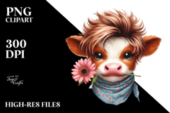Entertaining Cow with Funny Hair PNG Product Image 2