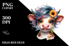 Entertaining Cow with Funny Hair PNG Product Image 2