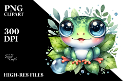 Cute Baby Frog in Watercolor, PNG Product Image 2