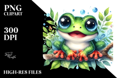 Cute Baby Frog in Watercolor, PNG Product Image 2