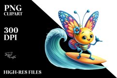 Colorful Butterfly Surfing | Clipart Product Image 1