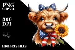 Sublimation USA Flag Cow Portrait | Bow | Big Eyes Product Image 3