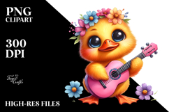 Goofy Cute Baby Duck with Guitar PNG Product Image 2
