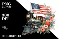 Watercolor Vintage Train Floral Frame Product Image 1