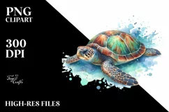 Colorful Whimsical Baby Turte Clipart Product Image 1