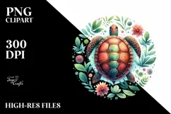 Colorful Whimsical Baby Turte Clipart Product Image 1
