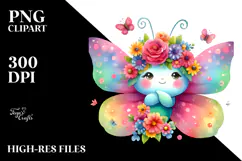Watercolor Butterfly Flower Crown Clipart Product Image 2
