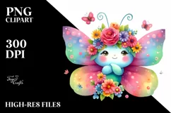 Watercolor Butterfly Flower Crown Clipart Product Image 1