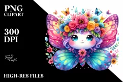 Watercolor Butterfly Flower Crown Clipart Product Image 1
