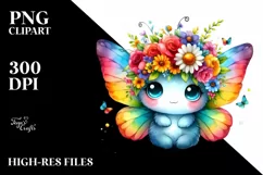 Watercolor Butterfly Flower Crown Clipart Product Image 3