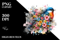 Colorful Bird Made of Flowers PNG Product Image 2