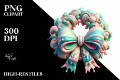 Vibrant Pastel 3D Christmas Bow PNG Product Image 2