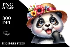 Expressive Panda with Flower in Mouth Clipart Product Image 1