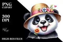 Expressive Panda with Flower in Mouth Clipart Product Image 1