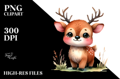 Vibrant Baby Elk, Watercolor PNG Product Image 2